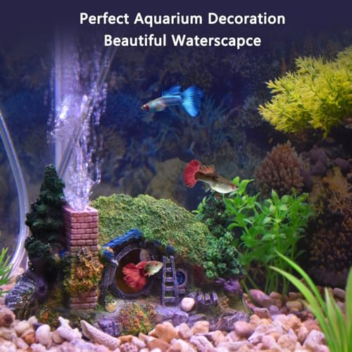 fazhongfa Aquarium Decorations Castle Fish Tank Décor Thematic Ornaments (Hobbit-Small) - size: Hobbit-Small