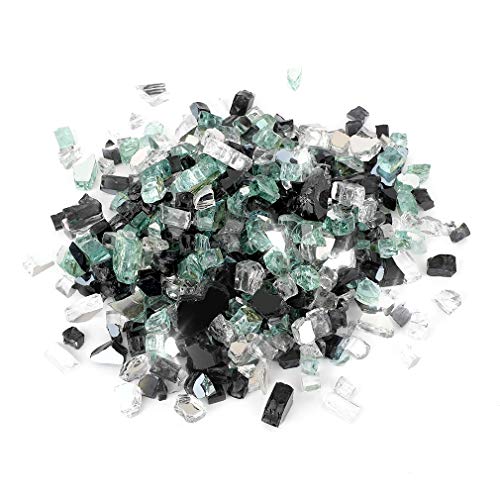 Stanbroil 10-Pound Blended Fire Glass - 1/2 inch Reflective Tempered Fire Glass Blended Onyx Black, Platinum, Light Green Reflective for Indoor and Outdoor Gas Fire Pits and Fireplaces - color: Onyx Black, Platinum, Light Green, size: 1/2"
