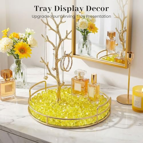 DomeStar Yellow Fake Ice Rocks, 150PCS Acrylic Gems Crystals Plastic Diamonds Fake Ice Cubes for Vase Fillers DIY Craft Wedding Photography Prop Display Table Scatter Home Amalfi Coast Decorations - color: Yellow