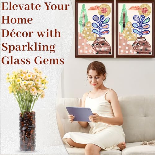 Brown Flat Glass Marbles, 0.97 lb Transparent Vase Filler Pebbles Gems, Decorative Glass Beads for Vases, Crafts, Floral, Mancala Stones, Aquarium Rocks for Fish Tank, Approx.0.6"-0.8" - color: Brown