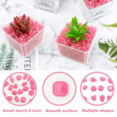 1000pc 0.4-0.6" Glow in The Dark Rock Outdoor Decorative Stones Glowing Rocks Landscaping Pebbles Luminous Stone for Garden Patio Aquarium Walkway Driveway Lawn,Pink - size: 1000, style: Pink