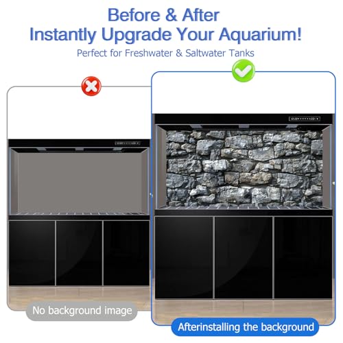 Aquarium Background & Fish Tank Background – Ultra HD Static Cling, Tape-Free, Realistic Rock Wall Design for Professional Aquarium Decorations 23.6 X 70.8 Inches - color: Gray Rock, size: 23.6 X 70.8 Inches