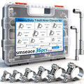 smseace 36Pcs 17-47mm T-bolt Hose Clamps 304 Stainless Steel 9-sizes Heavy Duty T bolt Hose Clamps with M8 and M10 Socket Wrenches - size: 17-47mm