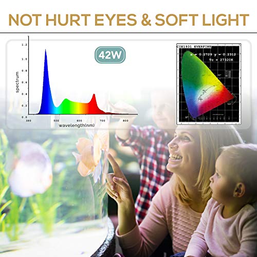 hygger 42W 24/7 Lighting Aquarium LED Light, Sunrise-Daylight-Moonlight Mode and DIY Mode, Timer Adjustable Brightness Fish Tank Light with Extendable Bracket 7 Colors for Planted Tank - size: 42W for 48~54inch Tank