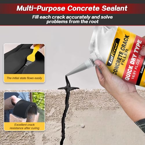 Asphalt Crack Sealant, Cement Crack Filler, High Elasticity Self Leveling Caulking Glue, Waterproof Concrete Repair for Driveways, Walkway, Patio, Joint, Indoor and Outdoor (3 Pack - 3.3LB) - style: 3 Pack - 3.3LB