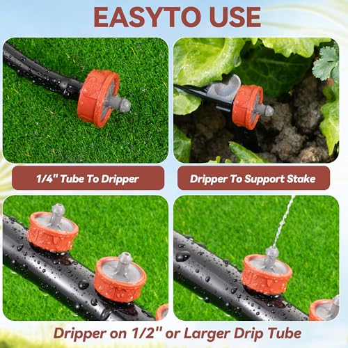 60Pcs 0.75 GPH Pressure Compensating Irrigation Spot Drippers,Constant Flow Barb Outlet Watering Dripper Emitters Heads Parts for 1/4 Inch Watering Tubing Line for Garden Pots Plants Irrigation System - color: 0.75 GPH 60PCS