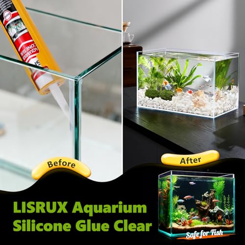 4 Pack Aquarium Silicone Clear Sealant, High Elasticity, Safe for Fish,Fast Curing Waterproof Aquarium Safe Silicone,10 Fl Oz Non-Toxic Fish Tank Safe Sealant,Strong Adhesion - size: 4P