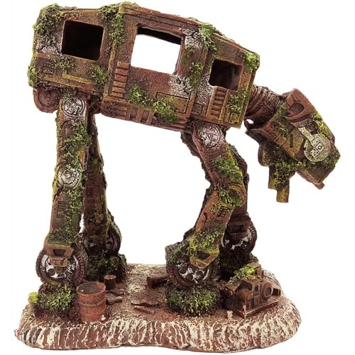SLOCME Aquarium At-At Imperial Walker Decorations - Fish Tank Resin Robot Tropical Betta Fish Hide Cave Ornament