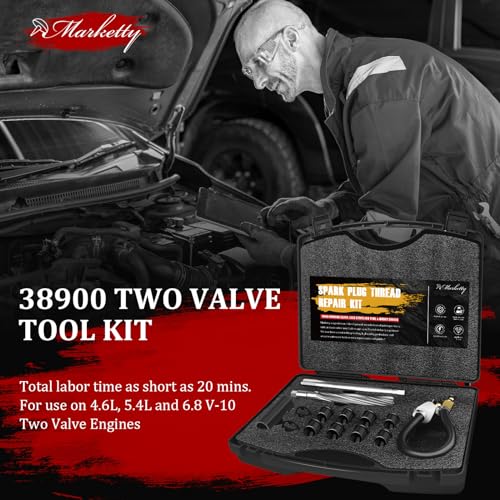 38900 Two Valve Ford Triton Tool Kit, Foolproof Repair System, Spark Plug Thread Repair Kit Compatible with 4.6L, 5.4L and 6.8 V-10 Ford Triton Two Valve Engines (Black) - color: Black
