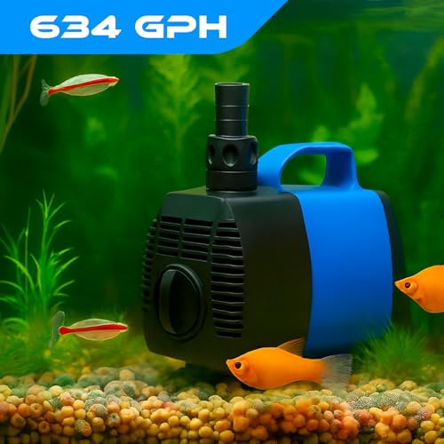 634 GPH Amphibious Submersible and Inline Water Pump - For Aquarium, Pond, Hydroponics, Fountain with Ceramic Shaft, 6.39 ft Lift, 35W - 3 Pack - color: Blue; 3 Pack, size: 634 GPH