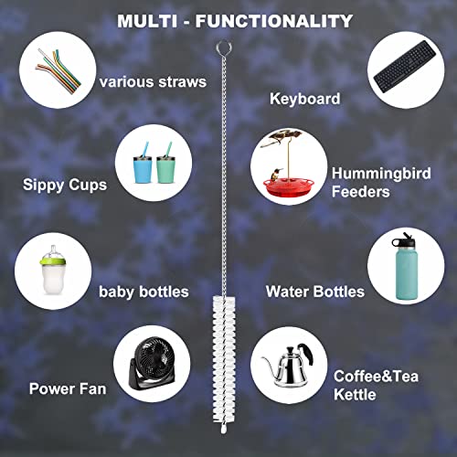 Long Straw Cleaner Brush Extend 10 inch, Wide 10mm diam Pipe Cleaners, Long Brush for Sippy Cup, Water Bottle and Tubes, Drinking Straw Cleaning Brush Set 10 Pack