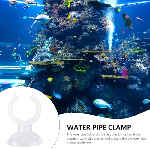 POPETPOP Aquarium Water Clips 6 Pack Fish Tank Fixed Clamps with Suction Cups Water Pipe Holder for Secure Hose Fixing in Freshwater Aquariums Compact and Easy to Install - size: 4.50X3.00X2.00CM