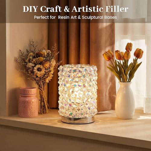 FUTUREPLUSX 180PCS Iridescent Fake Ice Rocks – Clear Acrylic Fake Ice & Plastic Gems for Vases, Table Scatter & Gems/Jewels for Crafts, Wedding Centerpieces, Fish Tank & Home Decor