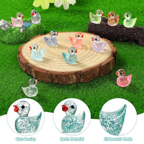 BeadRiver 240PCS Mini Glitter Ducks Resin Tiny Ducks for Miniature Landscape Plastic Small Animal Little Figures for Hide Prank Fairy Garden Accessories Dollhouse Aquarium Decor - style: 240 Pcs Mini Glitter Ducks