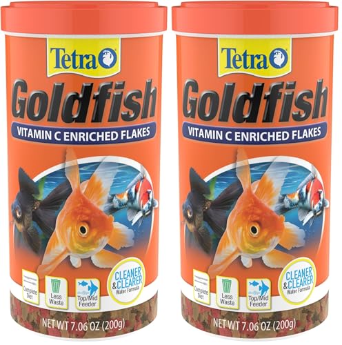 Tetra Goldfish Flakes, Nutritionally Balanced Diet for Aquarium Fish, Vitamin C Enriched Flakes, 7.06 oz (Pack of 2) - size: 7.06 Ounce (Pack of 2)