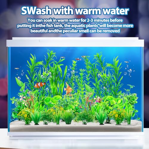 CousDUoBe 30pcs Fish Tank Accessories Aquarium Decorations Green Plants, Fish Tank Decor, Aquarium Decor Plastic Plants - size: 30Pack (2inch to 12.3inch)