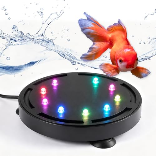 Fish Tank Bubbler with Multi-Colored Aquarium LED Light & Air Stones for Aquarium Decoration Oxygenation - size: 9 LEDs Light