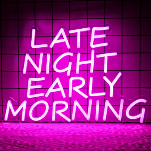 Bar Neon Sign Late Night Early Morning Neon Signs for Wall Decor Beer LED Neon Sign Pink Letter Neon Light Sign Dimmable Neon Lights for Bedroom Bar Party Hotel Club Party Man Cave Decor - color: Pink