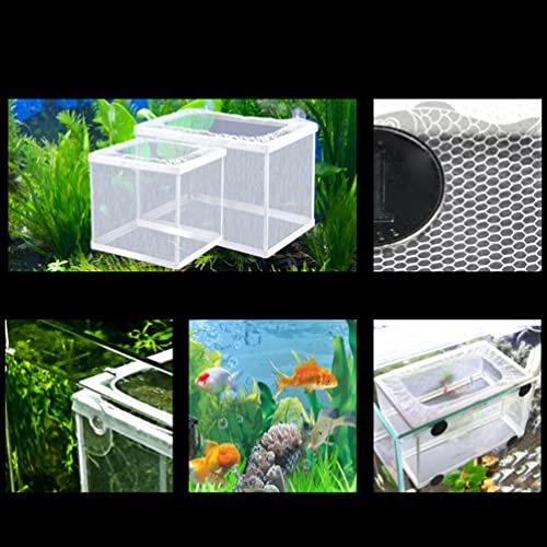 balacoo Fish Isolation Box for Aquarium with Suction Cups Large Size Fish Breeder Net Hatchery Incubator 10.23X5.9X5.9 Inch Separator for Tank Nursery