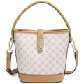 FOXLOVER Coated Canvas Bucket Crossbody Bags for Women Top-Handle Handbags Small Satchel Purse Trendy Twist Lock - color: White