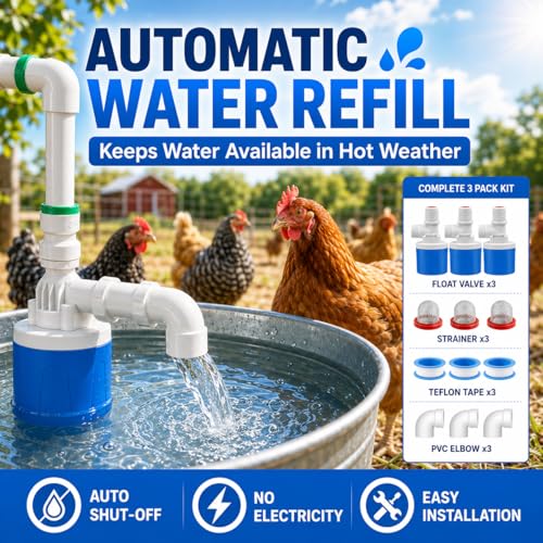 3/4 Inch Float Valve for Water Tank, 3 Pack Top Inlet Automatic Water Level Control Valve, Plastic Shut Off Float Valve for Livestock Waterer, Pond, Pool, Aquarium - size: 3/4''--3 PCS
