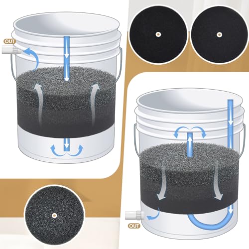 3 Pcs 5 Gallon Bucket Sponge Filter 11" Aquarium Pond Sponge Filter DIY Foam Sponge Replacement Rounded, 3 Densities Cut to Size Foam for Aquarium Fish Tank Pet Filter (20-35-50ppi Set)