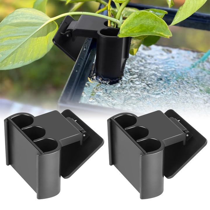 2 Pack Hanging Aquarium Plant Holder – 3 Holes Aquatic Plant Cups, Fish Tank Holder for Aquatic Plants, Ideal for Aquarium Tank Decoration(Black) - color: Black,2 Pcs