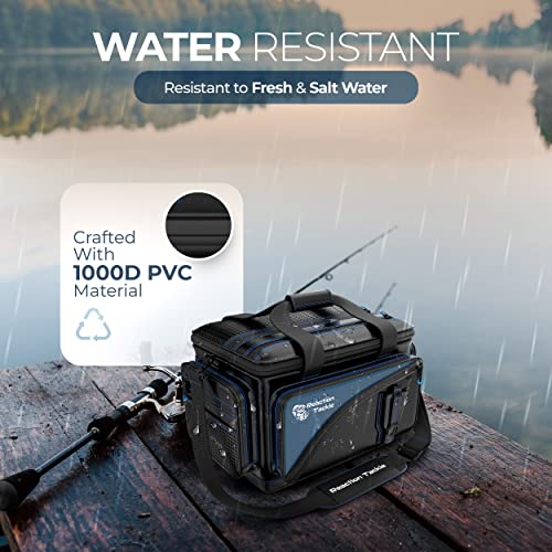 Reaction Tackle Fishing Tackle Bag – Salt Water Resistant Fishing Bag, 1000D PVC Waterproof Material, Tackle Box Organizer with Dividers for 3600 or 3700 Trays - color: A: Small Bag (without trays)