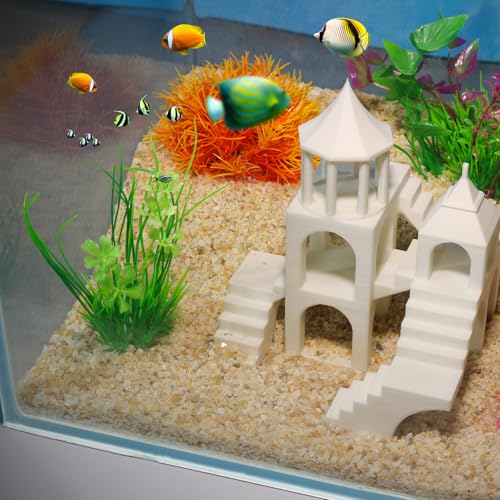 Aquarium Undergravel Fish Tunnel Hide Cave Corner Castle Tank Decorations Under Gravel Viewing Tunnel Fish & Shrimp Cave for Aquarium Hideout(White,Style C) - color: White, style: Style B