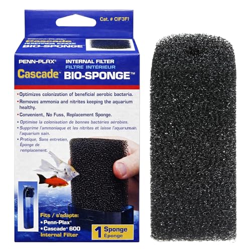 Penn-Plax Cascade 600 Replacement Bio-Sponge - 1 Pack Aquarium Filter Sponge for CIF3 Submersible Internal Media Filter - Easy-to-Clean - Freshwater & Saltwater Aquariums - Black, 2.5 x 3 x 5.5 Inches