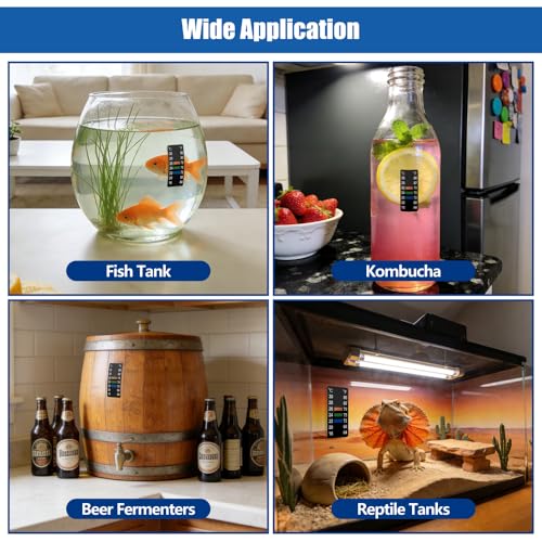 Adhesive Fish Tank Thermometer Strip Aquarium Thermometer Sticker Display 64-86℉ (18-30℃) Brewing Thermometer Test Strip 6 PCS (1.58" x 0.67") - size: 1.58" x 0.67"