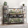 Garvee 20-90 Gallon Fish Tank Stand ,Aquarium Stand with Power Outlet,Heavy-Duty Reptile Terrarium Stands with 12-Leg Support and 4-Tier Storage Shelves,Fish Tank Table Aquarium Table,Load 860lbs - color: Dark Brown
