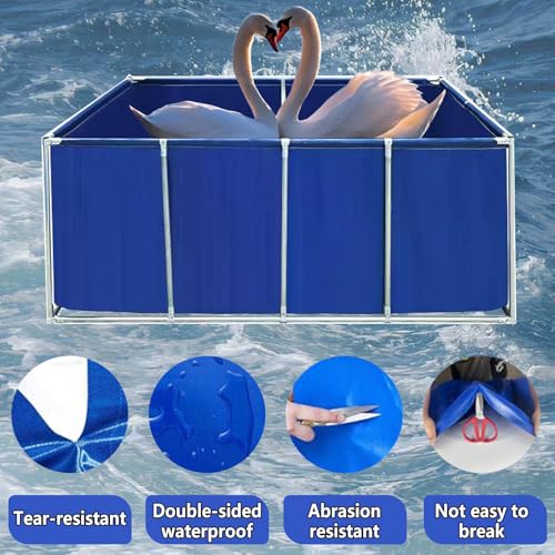 Large Outdoor Fish Holding Tank with Drain Valve, Canvas Fish Pond.Outdoor Above Ground Fish Holding Tank Large PVC Aquarium Pool with Steel Frame for Koi Fish & Turtles Durable Blue Pond Li - color: Green, size: 3×3×0.5m(9.8×9.8×1.6ft)