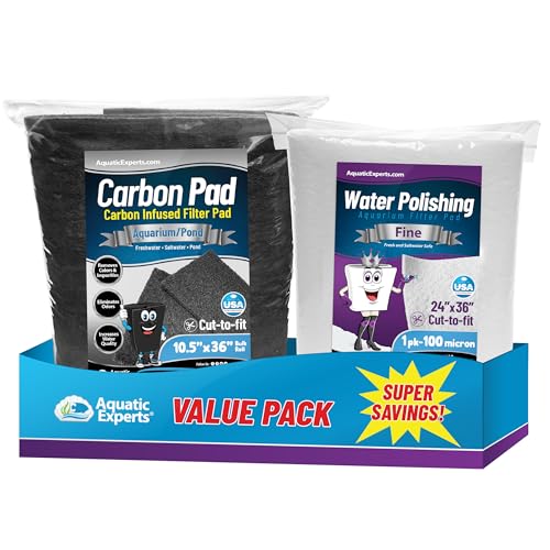 Aquarium Carbon Pad - Cut to Fit Carbon Infused Filter Pad Media for Crystal Clear Fish Tank and Ponds (10.5 Inch Width, Aquarium Bundle) - size: Aquarium Bundle