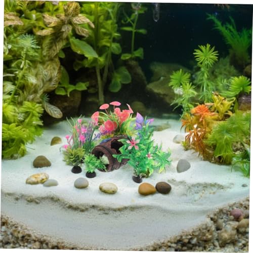 Toyvian 9pcs Broken Barrel Fish Tanks Decor Artificial Plants Aquarium Accessories Fish Tank Ornaments for Betta Cave Hide Aquarium Decorations
