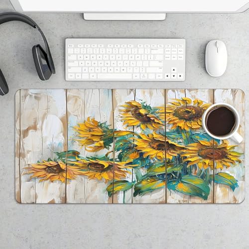 XXL Gaming Mouse Pad Sunflower Wood Flower XXL Gaming Mouse Pad Large Desk Mat Protector for Desktop, Anti-Slip Rubber Extended Computer Keyboard Mat Writing Pad for Work Office, 15.7*35.4 In,B-1483 - color: B-1483, size: 15.7*35.4 In