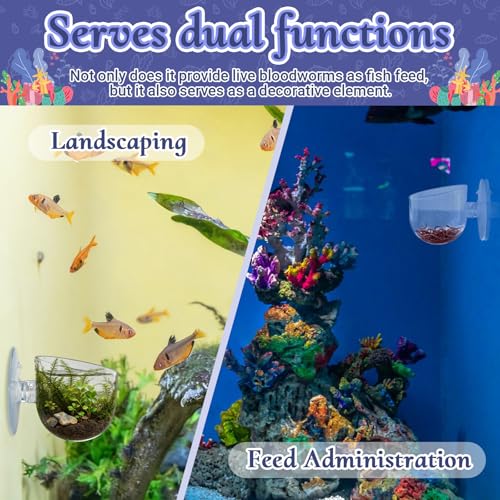 4 Pack Aquarium Plant Holder with Hole, Fish Tank Aquatic Plant Pot Cup with Large Suction Cup, Clear Acrylic Aquarium Planter for Fish Tank Aquascape Decorations