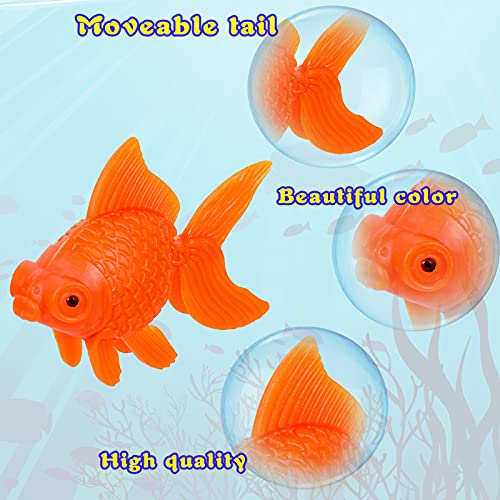 Sumind 20 Pieces Fake Plastic Fish Floating Artificial Aquarium Fishes Realistic Artificial Moving Colorful Goldfish Fake Goldfish Decoration Ornament for Aquarium Tank