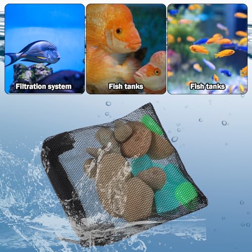 10PCS Aquarium Filter Media Bags, Fish Tank Media Mesh Filter Bags, Reusable Mesh Filters Bag for Activated Carbon, Filter-Stones and Ceramic Rings, Mesh-Net Filters Bag with Zipper (Black, White)