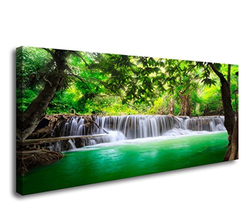 Cao Gen Decor Art-S01474 1 Panels all Art Tropical Beautiful Waterfall Prints Light Green Forest Natural Landscape Picture Canvas Paintings Creek Scenery Spring for Home Wall Decor Artwork XXLarge - color: waterfall-A, size: 56"L x 28"W