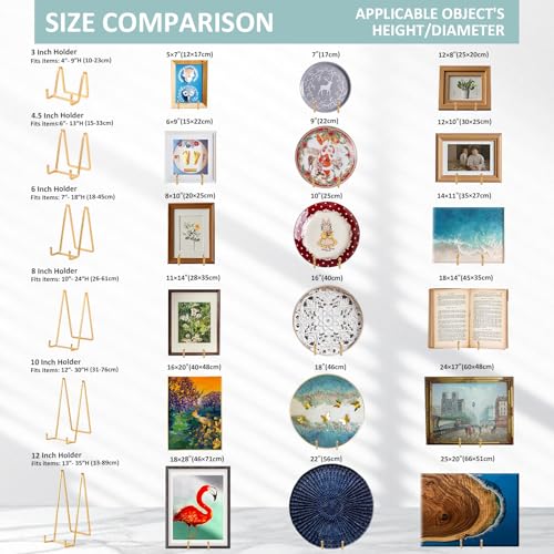 Plate Holder Easel Display Stand - 4.5 inch Metal Plate Stands for Display - Tabletop Picture Stand - Gold Iron Easels for Display Pictures | Photo Frames | Book | Decorative Plates | Plaque -2 Pack - size: 4.5 inch-2