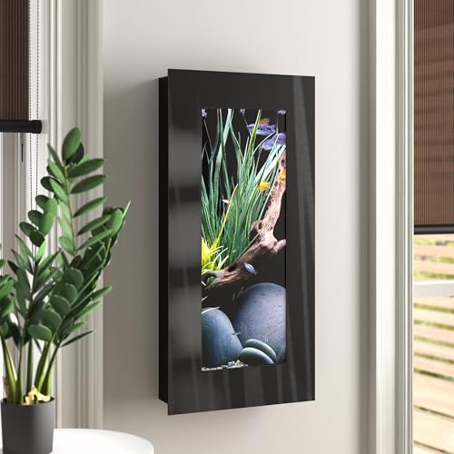 Aussie Aquariums 3.0 Wall Mounted Fish Tank Kit with LED Lighting, Built-in Filter System, Modern Space-Saving Design, Complete Accessories Set (Verticali, Black) - color: Black, size: Verticali