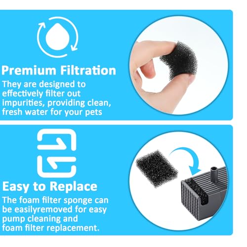 20 PCS Cat Fountain Sponge Replacement Foam Sponges, Block Shape Cat Water Fountain Sponge Filters Black Replacement Pre-Filter Sponges for Clean Water