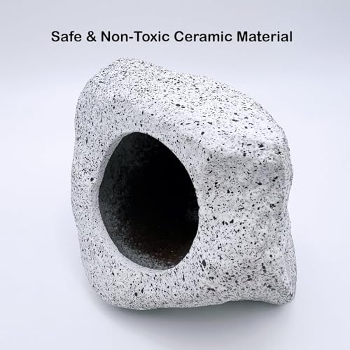 Aquarium Hideaway Rock Cave – Safe and Non-Toxic Ceramic Fish Tank Decorations, Betta Fish Cave and Aquarium Decor for Small Fish to Rest, Hide, and Play, Perfect Natural Tank Ornament