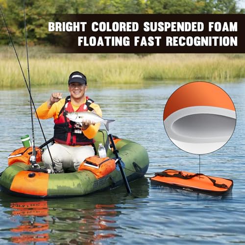 QualyQualy Floating Fish Basket for Live Caught, 10/15 Gallons Foldable Fishing Holder Minnow Bucket Portable Collapsible Fishing Net Storage Cage for Live Fish Bait Live Well - color: Square, size: (10 GAL)-15*9*14IN