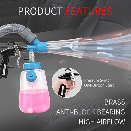 3IN1 Car Interior Detailing Air Blow Gun with Adjustable Air Flow Nozzle, Quickly Blasts Dirt, Car Detailing Kit, Works with Air Compressor (Upgrade Rotate Tube) Metal Tube - color: Metal Tube