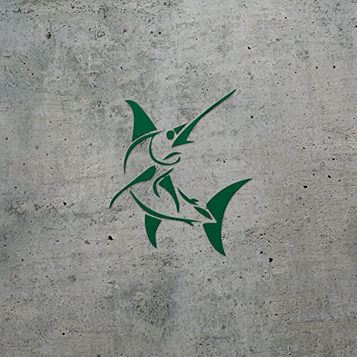 2 Pcs - Decal Stickers of Stylized Marlin Fish (Green) Premium Waterproof Vinyl Decal Stickers for Laptop Phone Accessory Helmet Car Window Mug Tuber Cup Door Wall Decoration ANDSKUS512502GR070722 - color: Green, size: 4.8'' x 5.6''