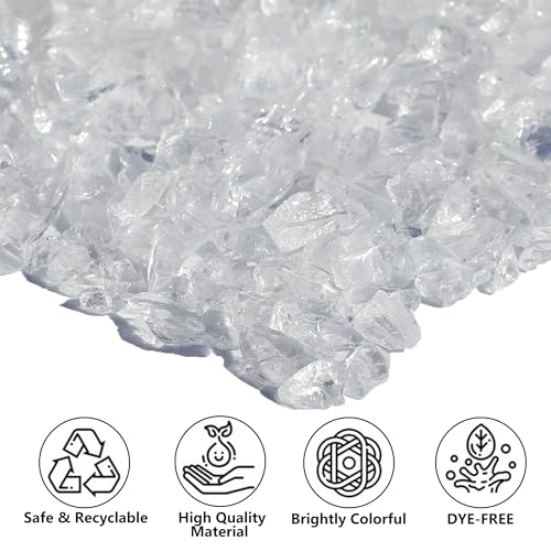 QYGL Crushed Glass for Resin Art, DIY Crafts, and Home Decor - 0.9LB White Broken Glass Pieces 3-6mm, for Vase Fillers, Tabletop Fire Pit, and Aquarium Rocks - color: White