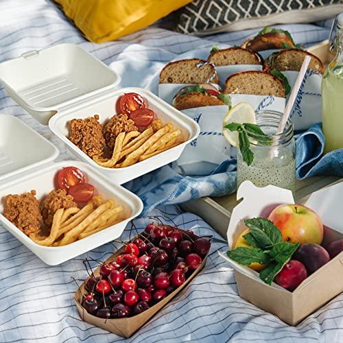 ECOLipak 200 Pack Clamshell Take Out Food Containers, 100% Compostable Disposable To Go Containers，6 * 6 inch To Go Boxes for Salad, Cake,Sandwiches - color: 6*6 in,1-Compartment,200Pack