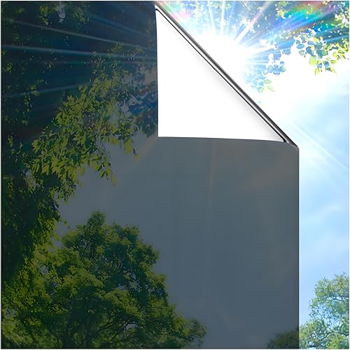 Coavas One Way Privacy Window Film, Heat Control Window Tint for Home, Sun Blocking Reflective Window Film See Out Not in, Anti UV Static Cling for Windows Office Door (Black, 29.5 Inch X 6.5 Feet) - color: Black-silver, size: 29.5 x 78.7 Inch